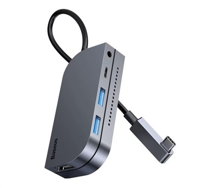 USB-концентратор Baseus Bend Angle No.7 Multifunctional CAHUB-CWJ0G, серебристый 3409 - фото 568053