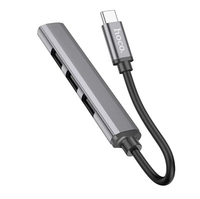 USB-концентратор Hoco HB26 4 в 1, серый 3811 - фото 568635