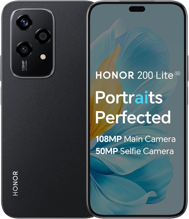 HONOR 200 Lite, 5G, две SIM-карты, 8 ГБ ОЗУ + 256 ГБ ПЗУ, 6,7-дюймовый дисплей AMOLED с защитой от выпадения, тройная задняя камера 108 МП, цвет «полночный чёрный» — международная версия 1000004178