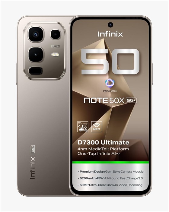 Смартфон Infinix NOTE 50X 5G X6857 | Мощная оперативная память 16 ГБ (8+8 расширенных) + 256 ГБ встроенной памяти | Сверхбыстрый восьмиядерный процессор | Дисплей с высоким разрешением | Долгий аккумулятор | Титаново-серый 1000012303 - фото 569807