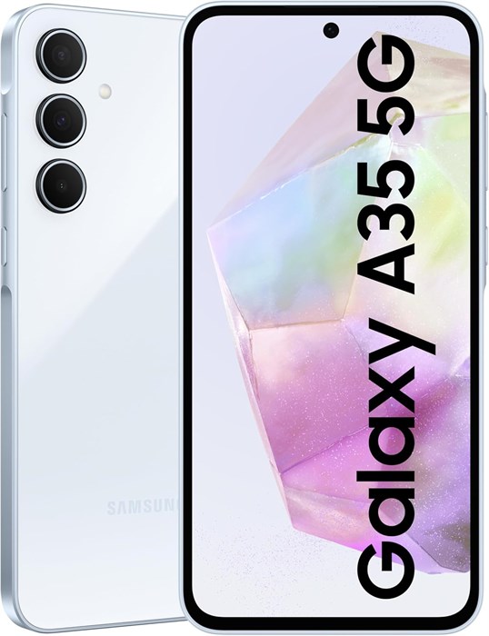 Samsung Galaxy A35 5G (цвет «превосходный ледяной синий», 8 ГБ ОЗУ, 128 ГБ встроенной памяти) | Задняя панель из премиального стекла | Основная камера 50 МП (оптическая стабилизация изображения) | Ночная съёмка | IP67 | Стекло Corning Gorilla Glass Victus 1000004427 - фото 569971