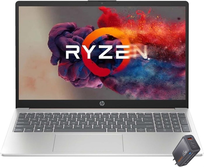 Ноутбук HP для бизнеса 15,6 дюйма с разрешением Full HD, процессором AMD Ryzen 5 7520U (Beats i7-1165G7), веб-камерой, Wi-Fi 6, Windows 11 Домашняя, с зарядным устройством PD Fast Charger мощностью 65 Вт (16 ГБ ОЗУ | 1 ТБ PCIe SSD) 1000010576 - фото 570818