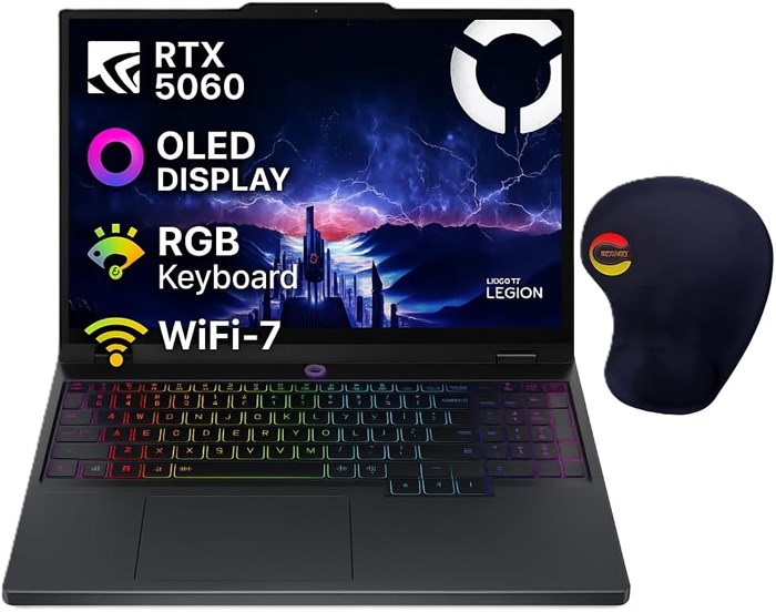 Lenovo Legion 5 15IRX10 — 15,1-дюймовый OLED-дисплей WQXGA с частотой 165 Гц | Intel Core i7-14700HX | RTX 5060 8 ГБ (GDDR7) | 16 ГБ DDR5 | SSD-накопитель PCIe-NVMe на 1 ТБ | Wi-Fi 7 | RGB-клавиатура Eclipse Black с ковриком для мыши Consumix 1000014773 - фото 571010