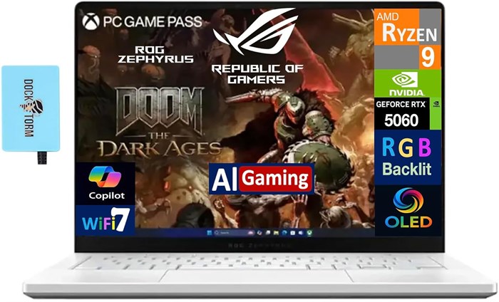 Игровой ноутбук ASUS ROG Zephyrus G14 (2025) GA403UM, 14-дюймовый 3K OLED-дисплей, 120 Гц, AMD Ryzen 9 270, NVIDIA GeForce RTX 5060 8 ГБ, 16 ГБ оперативной памяти LPDDR5X, SSD-накопитель PCIe на 1 ТБ, Windows 11 Домашняя — платиново-белый 1000014825 - фото 571935