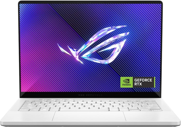 ASUS ROG Zephyrus G14 GA403UI-OLED7WPW, игровой ноутбук платинового белого цвета, R7-7 8845HS, SSD PCIe 4.0 M.2 на 16 ГБ (1 ТБ), видеокарта RTX 4070, 8 ГБ видеопамяти, WIN11 Pro, 14 дюймов, 3K, 16:10, 129 Гц, подсветка RGB, англ., Arb, KB 1000014865 - фото 572591