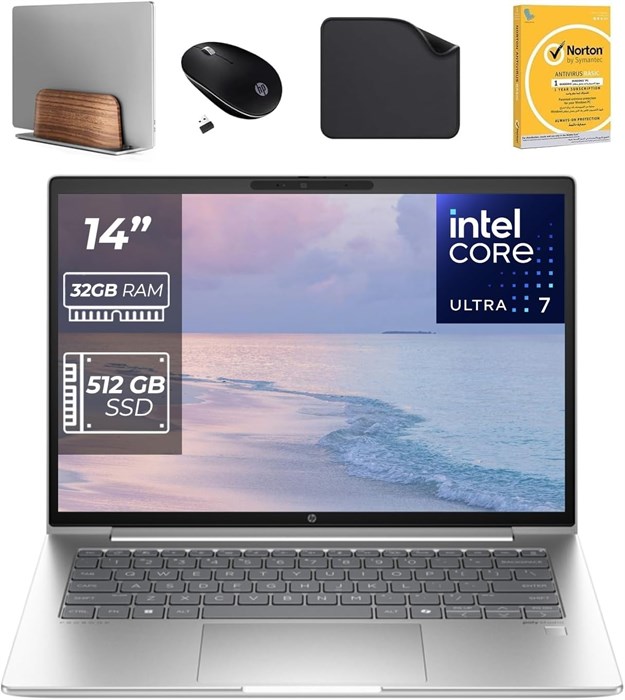 Офисный ноутбук HP ProBook 440 G11 14", Intel Ultra 7-155U, 32 ГБ оперативной памяти DDR5, твердотельный накопитель 512 ГБ, Windows 10 Pro, камера FHD 1080p (в комплекте подставка для ноутбука 1st Wave, беспроводная мышь, антивирус и коврик для мыши) – A2 1000014887 - фото 572876