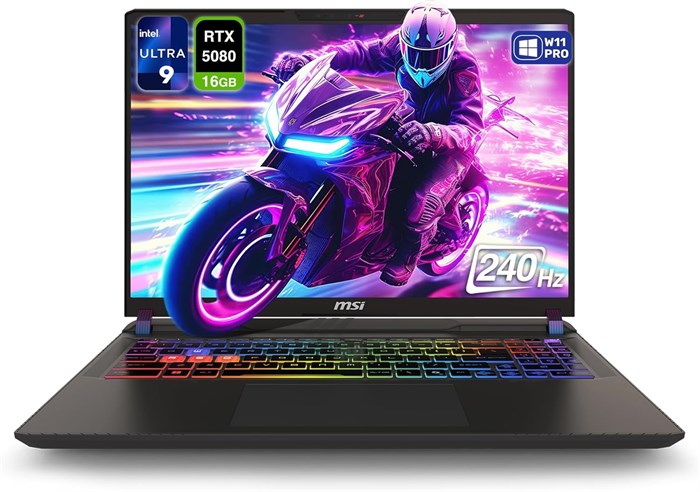 Игровой ноутбук MSI Vector 16 HX AI 400, процессор Intel Ultra 9-275HX, 64 ГБ памяти DDR5, твердотельный накопитель PCIe на 1 ТБ, дисплей 16 дюймов WQXGA (2560 x 1600) 240 Гц, видеокарта Nvidia G-Force RTX 5080, клавиатура с RGB-подсветкой, корпус W11 Pro 1000014948 - фото 573701