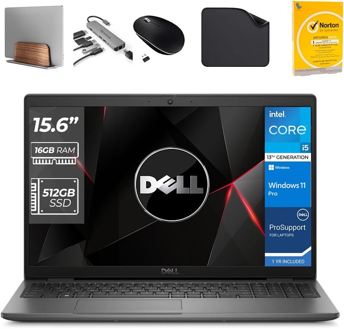 Бизнес-ноутбук Dell Latitude 3550, процессор Intel Core i5-1335U 13-го поколения, графика Iris, 16 ГБ ОЗУ, твердотельный накопитель на 512 ГБ, ОС Win11 Pro, веб-камера (в комплекте подставка для ноутбука 1st Wave + концентратор 7-в-1 + мышь + антивирус + 1000003299 - фото 574149