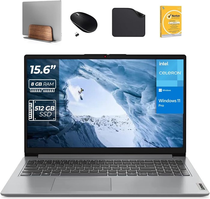 Бизнес-ноутбук Lenovo IdeaPad 1 (15iJL7) Intel Core N4500, 4 ГБ ОЗУ, твердотельный накопитель на 512 ГБ, Windows 11 Pro (в комплекте вертикальная подставка для ноутбука 1st Wave + беспроводная мышь + антивирус + коврик для мыши 1st Wave) 1000003573 - фото 574279