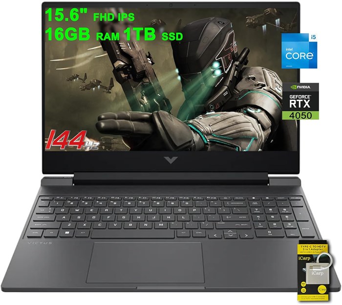 Игровой ноутбук HP Victus 15,6" FHD IPS 144 Гц Intel 8-ядерный i5-13420H (>i7-12650H) 16 ГБ ОЗУ 1 ТБ SSD GeForce RTX 4050 6 ГБ с подсветкой USB-C B&O Fast Charge Win11 с аксессуаром ICP 1000015036 - фото 574836