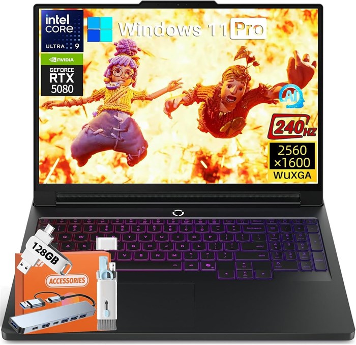 Игровой ноутбук Lenovo Legion Pro 7i Gen 10 (2025), GeForce RTX 5080 16 ГБ GDDR7, Intel Ultra 9 275HX (24 ядра, 5,4 ГГц), 16-дюймовый WQXGA OLED-дисплей, яркость 500 нит, частота 240 Гц, 32 ГБ DDR5, SSD на 2 ТБ, Wi-Fi 7, Win11 Pro, с аксессуарами 1000015043 - фото 574961
