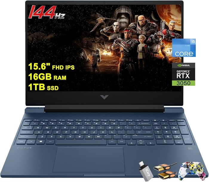 Игровой ноутбук HP Victus 15 с 15,6-дюймовым дисплеем FHD IPS с антибликовым покрытием, частотой 144 Гц, восьмиядерным процессором Intel i5-12450H (Beat i7-11800H), 16 ГБ ОЗУ, твердотельным накопителем на 1 ТБ, видеокартой GeForce RTX 3050 с подсветкой, б 1000003071 - фото 575175