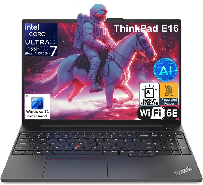 Ноутбук Lenovo ThinkPad E16 Gen 2 с 16-дюймовым дисплеем FHD+ для бизнеса, 16-ядерным процессором Intel Ultra 7 155H (Beat Ultra 7 255U), графикой Arc, 64 ГБ памяти DDR5, твердотельным накопителем PCIe на 2 ТБ, Wi-Fi 6E, подсветкой клавиатуры, FR, Windows 1000015073 - фото 575359