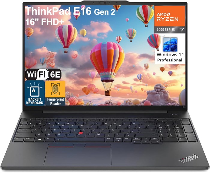Ноутбук Lenovo ThinkPad E16 для бизнеса с 16-дюймовым дисплеем FHD+, восьмиядерным процессором AMD Ryzen 7 7730U (Beat i7-1355U), оперативной памятью DDR4 40 ГБ, твердотельным накопителем PCIe 1 ТБ, Wi-Fi 6, клавиатурой с подсветкой, сканером отпечатков п 1000015077 - фото 575395