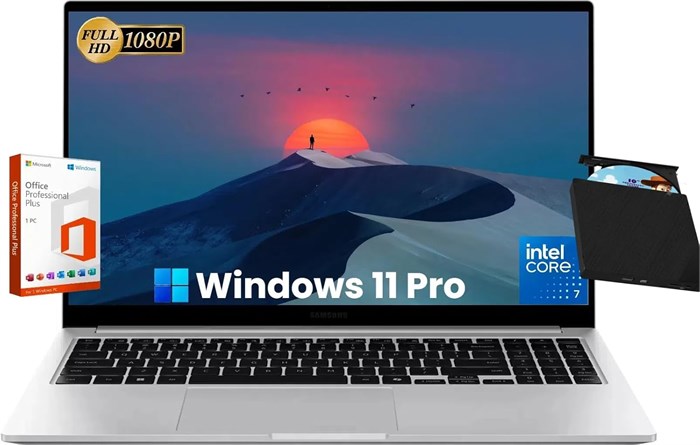 Ноутбук SAMSUNG Galaxy Book4 для бизнеса — Windows 11 Pro и MS Office Lifetime, 15,6-дюймовый дисплей FHD, 10-ядерный процессор Intel 7-150U (до 5,4 ГГц), 16 ГБ ОЗУ, твердотельный накопитель на 1 ТБ, 14 часов автономной работы, внешний CD/DVD-привод 1000011241 - фото 575484