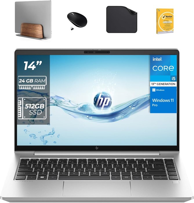 HP ELITEBOOK 640 G10 13-го поколения Intel Core i5-1335U, 14-дюймовый дисплей, 24 ГБ ОЗУ, твердотельный накопитель на 512 ГБ, Windows 10 Pro, камера FHD 720p (в комплекте вертикальная подставка для ноутбука + беспроводная мышь + антивирус + коврик для мыш 1000015138 - фото 576098