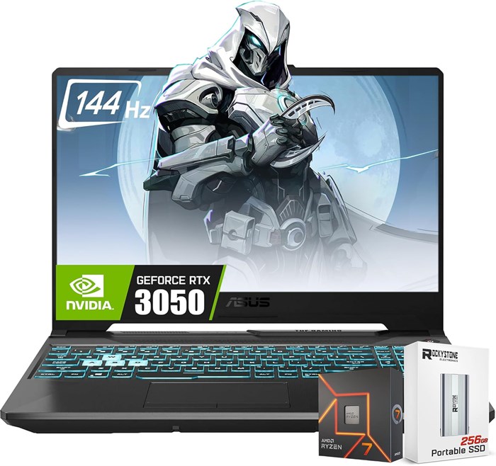 Игровой ноутбук ASUS TUF A15 15,6'' FHD 144 Гц, 8-ядерный процессор AMD Ryzen 7-7435HS, видеокарта Nvidia GeForce RTX 3050, 32 ГБ оперативной памяти DDR5, твердотельный накопитель на 1 ТБ, клавиатура с RGB-подсветкой, Wi-Fi 6, Win11 Home, с портативным SS 1000010647 - фото 576450