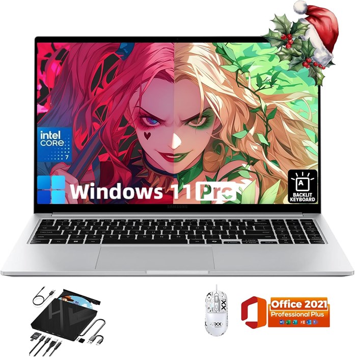 Новейший бизнес-ноутбук Samsung Galaxy Book4, дисплей FHD 15,6 дюйма, 10-ядерный процессор Intel 7-150U, 16 ГБ ОЗУ, SSD-накопитель на 512 ГБ, клавиатура с подсветкой, Wi-Fi, длительное время автономной работы, Windows 11 Pro и пожизненная лицензия Microso 1000003484 - фото 576617