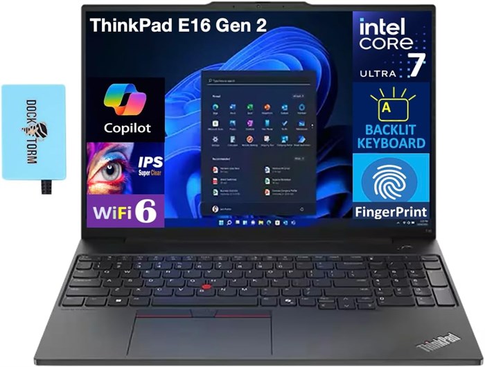Ноутбук Lenovo ThinkPad E16 Business с 16-дюймовым дисплеем IPS FHD + WVA (10 ядер, Intel i7-1355U, 16 ГБ ОЗУ, SSD на 512 ГБ, подсветка KYB, FP-ридер, Thunderbolt 4, Wi-Fi 6, Win 11 Pro) с Dockztorm Hub 1000003501 - фото 576702