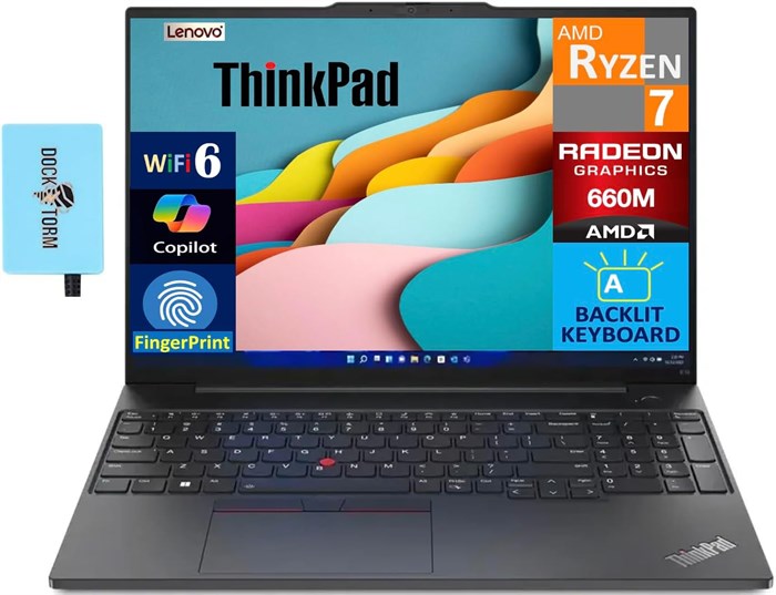 Ноутбук Lenovo ThinkPad E16 Business с 16-дюймовым дисплеем WUXGA (AMD Ryzen 7 7735U, 16 ГБ памяти DDR5, твердотельный накопитель PCIe на 1 ТБ, видеокарта AMD Radeon 660M, клавиатура с подсветкой, сканер отпечатков пальцев, Thunderbolt 4, Win 11 Home) с D 1000003318 - фото 576902