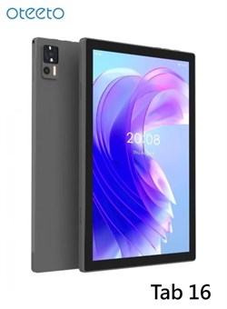 Oteeto TAB16 10,1-дюймовый планшет на Android, 12 ГБ ОЗУ, 512 ГБ встроенной памяти, аккумулятор 6000 мА·ч, 5G Wi-Fi и поддержка SIM-карт, серый 1000016711