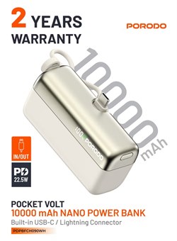 Внешний аккумулятор Pocket Volt 10000 мАч 15 Вт / Powerbank PD22.5 Вт / Быстрое зарядное устройство / Компактный и портативный внешний аккумулятор 10000 мАч / Кабель Type-C и Lightning - Белый 1000016752 Внешний аккумулятор Pocket Volt 10000 мАч 15 Вт / Powerbank PD22.5 Вт / Быстрое зарядное устройство / Компактный и портативный внешний аккумулятор 10000 мАч / Кабель Type-C и Lightning - Белый 1000016752