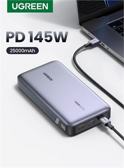 Портативное зарядное устройство Power Bank мощностью 145 Вт для ноутбука, USB-C, 3 порта, быстрая зарядка, умный цифровой дисплей, аккумулятор для iPhone 16, 15 серии, MacBook Pro, Air, Dell, XPS, ASUS, iPad, Samsung, Apple Watch S10. 1000016762
