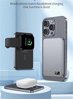[5000 мА·ч] Ультратонкий внешний аккумулятор 3-в-1 мощностью 20 Вт с магнитной беспроводной зарядкой (телефон, часы, наушники) — тонкий дизайн Magsafe 1000016769