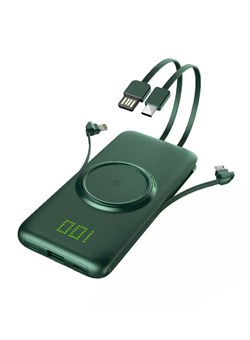 Беспроводной внешний аккумулятор емкостью 10000 мАч, мощностью 12 Вт, совместимый с iPhone/iPad/Samsung Galaxy и другими смарт-устройствами, зеленый 1000016775