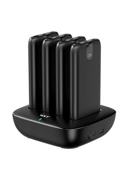 Комплект из 4 портативных ультратонких внешних аккумуляторов WST, емкостью 10000 мА·ч каждый, светодиодный цифровой дисплей, быстрая зарядка PD, общая зарядная док-станция для дома, кафе, офиса, отеля, ресторана и т. д. (цвет: черный) 1000016826