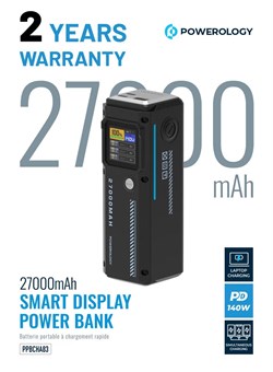 Портативный внешний аккумулятор Smart Display Power Bank 27000 мА·ч / Зарядка ноутбука / Одновременная зарядка / Питание 140 Вт / Компактный и портативный внешний аккумулятор 27000 мА·ч - Черный 1000016832