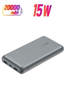 BoostCharge Pro Power Bank 20K — аккумулятор с портами USB-C и USB-A, выходная мощность 15 Вт, портативное зарядное устройство для iPhone 15, 14, 13, 12, iPad Pro, Galaxy S24, S24 Ultra, S24+ (серый космос) 1000016837