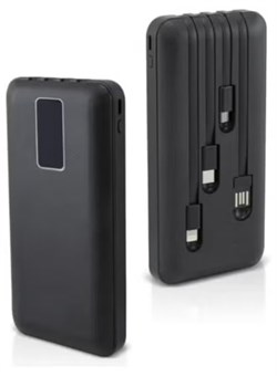 Внешний аккумулятор 30 000 мА·ч — сверхмощное портативное быстрое зарядное устройство с 4 встроенными кабелями (Type-C, Lightning, Micro-USB, USB-A), удобный для путешествий внешний аккумулятор для смартфонов, планшетов и USB-устройств 1000016847