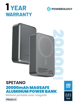 Внешний аккумулятор Magsafe Power Bank 20000 мА·ч, 20 Вт PD / Одновременная зарядка / Компактный дизайн / Вход и выход USB-C / Беспроводное зарядное устройство 15 Вт PowerBank 20000 мА·ч - Темно-серый 1000016877