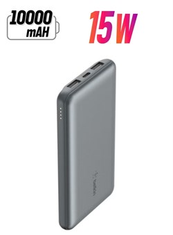 BoostCharge Pro Power Bank 10K — аккумулятор с портами USB-C и USB-A, выходная мощность 15 Вт, портативное зарядное устройство для iPhone 15, 14, 13, 12, iPad Pro, Galaxy S24, S24 Ultra, S24+ (серый космос) 1000016890