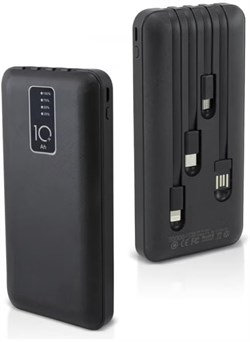 Портативное зарядное устройство Power Bank 20 000 мА·ч — внешний аккумулятор высокой емкости с 4 встроенными USB-кабелями, быстрая зарядка, компактный дизайн, совместимость со смартфонами, планшетами и USB-устройствами 1000016893