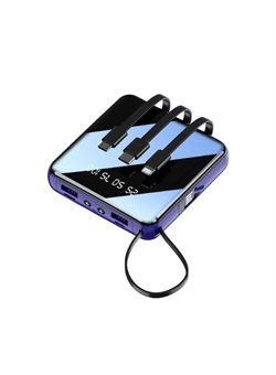 Миниатюрный портативный внешний аккумулятор емкостью 10000 мА·ч со встроенным кабелем и цифровым дисплеем — универсальное зарядное устройство для телефонов 1000016894