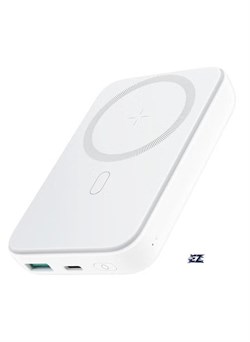 Внешний аккумулятор с магнитным креплением и беспроводной зарядкой, ёмкостью 10000 мА·ч и мощностью 20 Вт – портативный аккумулятор с быстрой зарядкой для смартфонов, планшетов и других устройств. Компактный и стильный белый дизайн. 1000016908 Внешний аккумулятор с магнитным креплением и беспроводной зарядкой, ёмкостью 10000 мА·ч и мощностью 20 Вт – портативный аккумулятор с быстрой зарядкой для смартфонов, планшетов и других устройств. Компактный и стильный белый дизайн. 1000016908