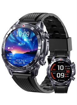 Прочные смарт-часы для мужчин с экраном 1,52 дюйма, функцией Bluetooth-звонков, водонепроницаемые фитнес-часы с монитором здоровья, спортивный трекер, смарт-часы для iOS/Android, цвет: черный силикон 1000017141