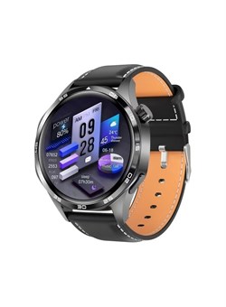 Умные часы GT5 с функцией Bluetooth-вызовов (принимать/совершать звонки), фитнес-трекер с функцией мониторинга сна, подходят для iPhone/Android, водонепроницаемость IP67 (кожа черного цвета) 1000017193