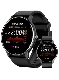 Умные часы для женщин и мужчин, фитнес-трекер с пульсометром, водонепроницаемые, IP67, 1,28-дюймовый сенсорный экран, модные спортивные часы для Android IOS, черные 1000017199