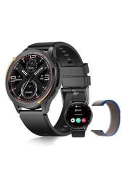 Мужские смарт-часы PEJE с вращающимся циферблатом — 1,43-дюймовый AMOLED-дисплей, функция звонков, более 123 спортивных режимов, водонепроницаемость 3 атм. Отслеживает SpO2/пульс/сон. Запасной ремешок в комплекте. Совместимость с Android/iOS. (Черный) 1000017203