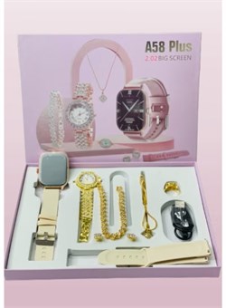 Умные часы Smart Watch 10 с большим экраном 2.02, стильные женские часы с браслетом и комплектом украшений без ожерелья, кольцо с 2 ремешками 1000017233