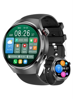 Мужские смарт-часы с большим HD-экраном 1,6 дюйма, функцией звонков по Bluetooth, мониторингом здоровья, ИИ-помощником, водонепроницаемостью IP68, модные бизнес-часы, GT4PRO Tape Black 1000017253