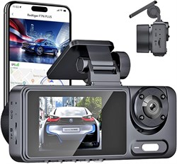 3-канальный видеорегистратор с бесплатной картой памяти 64 ГБ, 4K-видеорегистратор для автомобилей, встроенный в автомобильный видеорегистратор с Wi-Fi, ночное видение, широкоугольный объектив 170°, камеры для установки на приборную панель автомобиля 1000017311