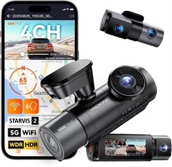 4-канальный видеорегистратор Vantrue N5S с обзором 360 градусов, Wi-Fi, STARVIS 2, ИК-подсветка ночного видения, камера 2.7K+1080P*2+1440P, встроенная камера спереди и сзади, голосовое управление, GPS, поддержка OTA, режим парковки 24 часа, поддержка до 1 1000017341