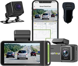 Видеорегистратор 4K с передней и задней камерой, 4K+2.5K, с картой памяти MicroSD 64 ГБ | 3-дюймовый дисплей, обзор 170°, режим парковки, камера ночного видения, регистратор, воспроизведение и обмен файлами через приложение, автомобильный видеорегистратор 1000017387