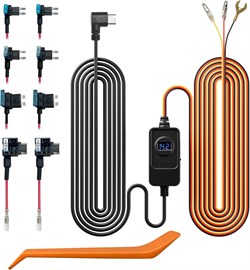 Комплект проводов для подключения видеорегистратора REDTIGER F7N, порт USB C, автомобильный зарядный кабель для видеорегистратора, 12 В - 24 В - 5 В с комплектом предохранителей, защита от низкого напряжения для видеорегистратора, двойные 4 предохранителя 1000017389