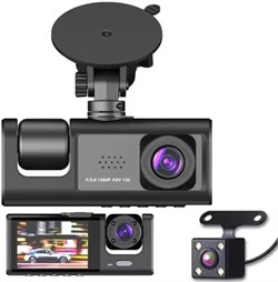 Лучший 3-канальный автомобильный видеорегистратор с тремя объективами, камера заднего вида, видеорегистратор с круглосуточным парковочным монитором и черным ящиком для автомобиля 1000017400