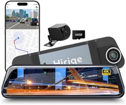 Видеорегистратор-зеркало T10 9,66 дюйма с разрешением 4K, двумя камерами спереди и сзади, сенсорным дисплеем, приложением Wi-Fi и голосовым управлением, функцией помощи при движении задним ходом, GPS-отслеживанием, циклической записью и бесплатной картой 1000017408